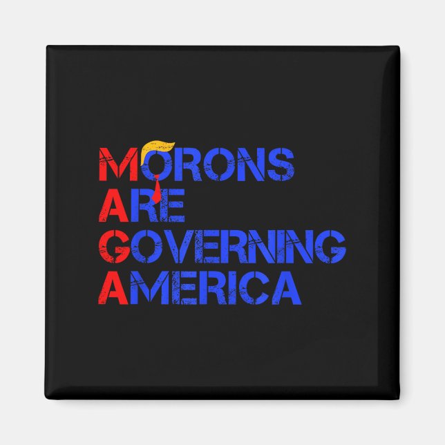 Dumskallar styr Amerika Roligt Trump 2024 _2  Magnet (Framsidan)