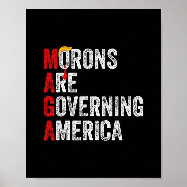 Dumskallar styr Amerika Roligt Trump Poster (Framsidan)