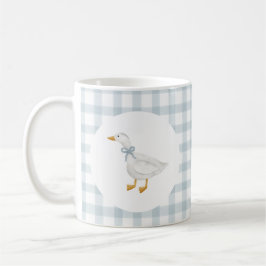 Dumt Gås Cottagecore Blå Rutig Bebis Shower Kaffemugg