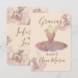 Dun Mauve Guld Balettklänning Blommig Parfym Tack Kort