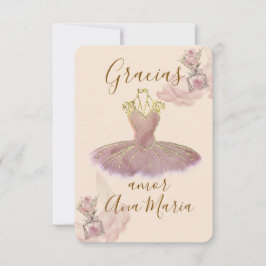 Dun Mauve Guld Balettklänning Blommig Parfym Tack Kort