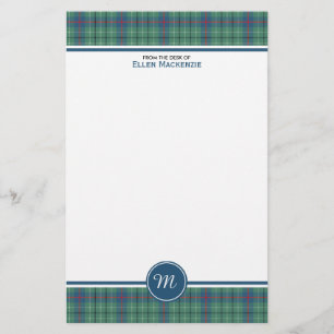 Duncan Klan Ljust grönt Ancient Tartan Monogram Brevpapper