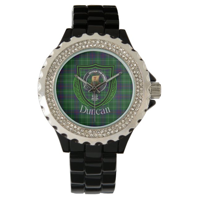 Duncan Scottish Klan Tartan och Vapensköld Armbandsur (Framsida)