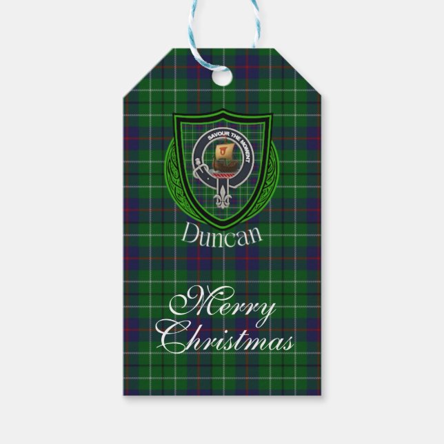 Duncan skotsk klan tartan & vapen presentetikett (Framsidan)