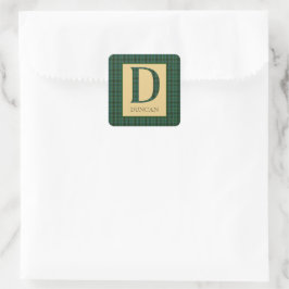Duncan Tartan Monogram D Fyrkantigt Klistermärke