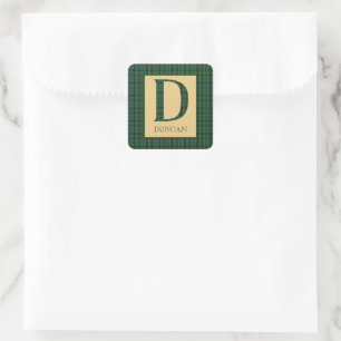 Duncan Tartan Monogram D Fyrkantigt Klistermärke