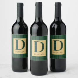 Duncan Tartan Monogram D Vinflaska Etikett
