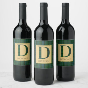 Duncan Tartan Monogram D Vinflaska Etikett