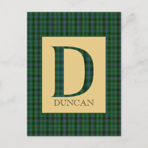 Duncan Tartan Monogram D Vykort