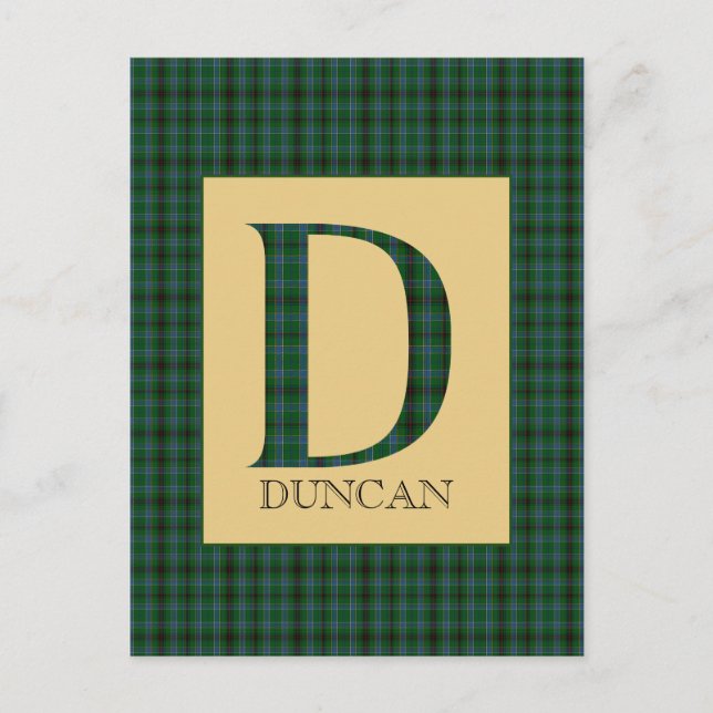 Duncan Tartan Monogram D Vykort (Framsida)