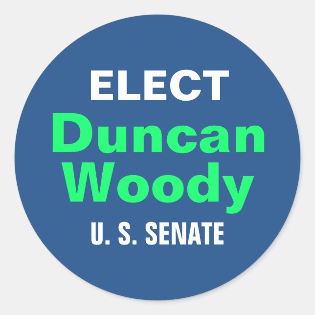 DUNCAN WOODY-klistermärken (6) Runt Klistermärke (Framsida)