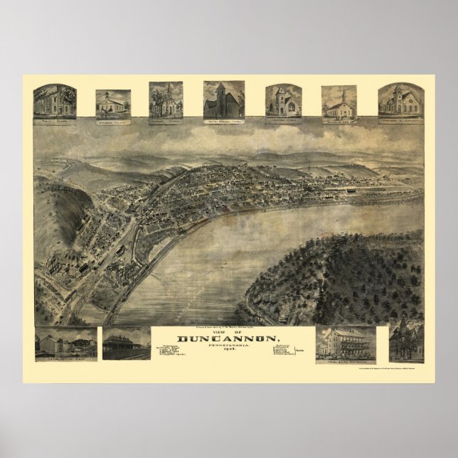 Duncannon, PA Panoramic Karta - 1903 Poster (Framsidan)