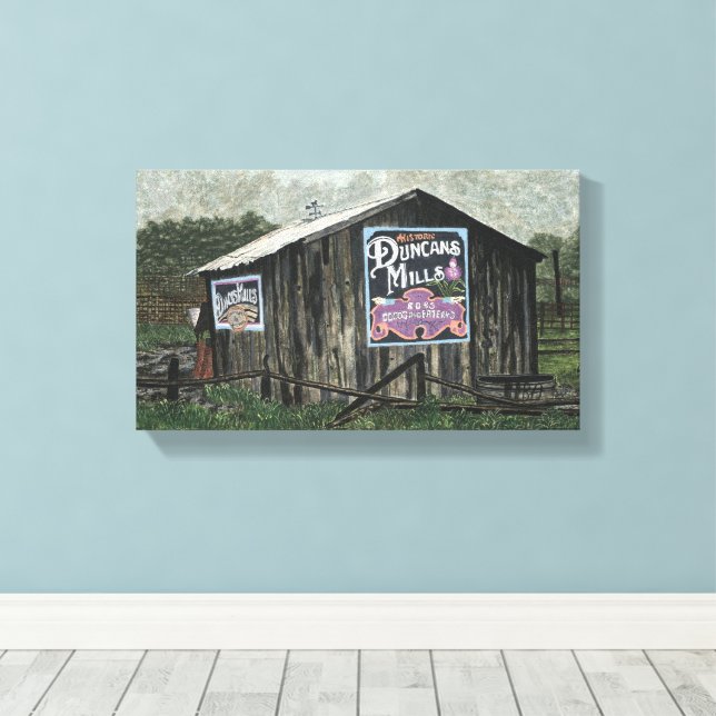 Duncans Mills, Old Barn Watercolor Canvastryck (Insitu (trägolv))