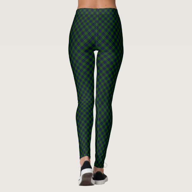 Dundas tartan Blue grönt plaid Leggings (Baksida)