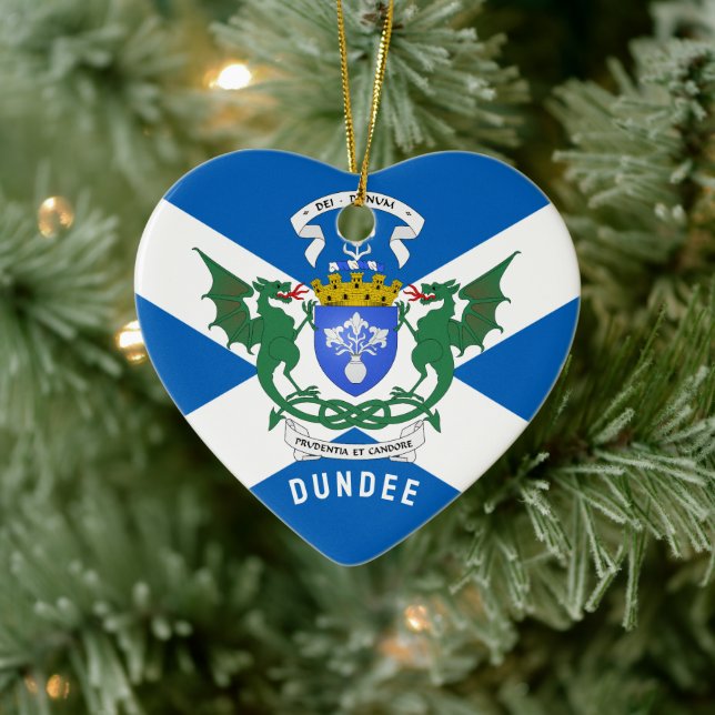 Dundee coat of arms/ St. Andrew's Cross backdrop Julgransprydnad Keramik (Träd)