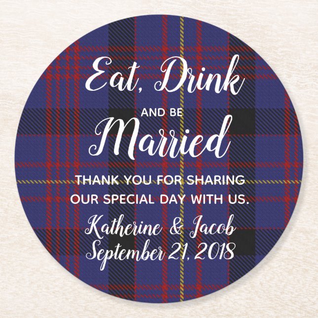Dundonald Plaid Bröllagspresent Papper Coaster Underlägg Papper Rund (Framsidan)