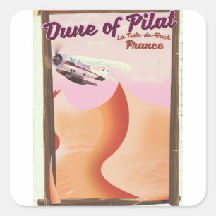 Dune of Pilat, Dunes vintage Frankrike reserklipp. Fyrkantigt Klistermärke