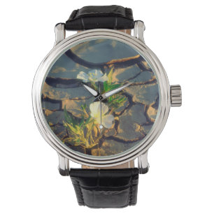Dune Primrose växer ur sprucken lera Armbandsur