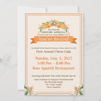Dunedin History Museum 2025 Citrus Gala Inbjudningar