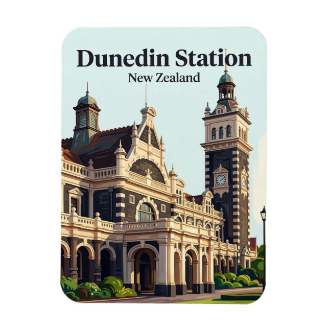 Dunedin järnvägsstation Nya Zeeland Magnet (Vertikal)