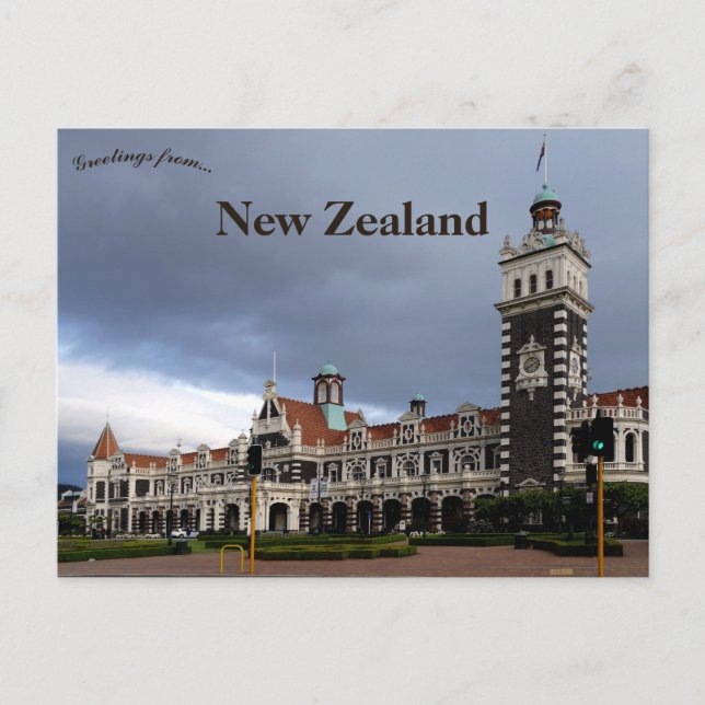 Dunedin Railway Station Nya Zeeland Vykort (Framsida)