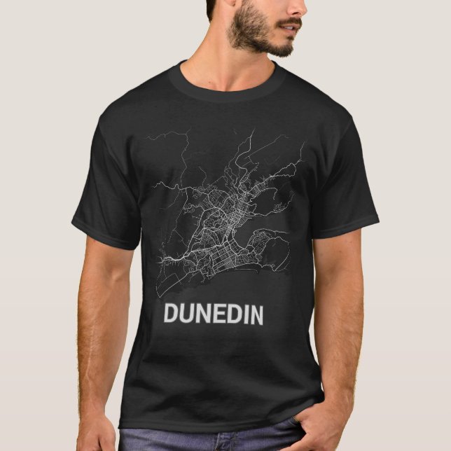 Dunedin stadskarta (det STORA TRYCKET) T Shirt (Framsida)