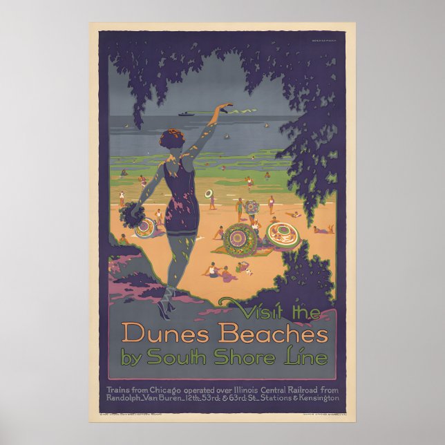 Dunes Beaches - Vintage Travel Poster (Framsidan)