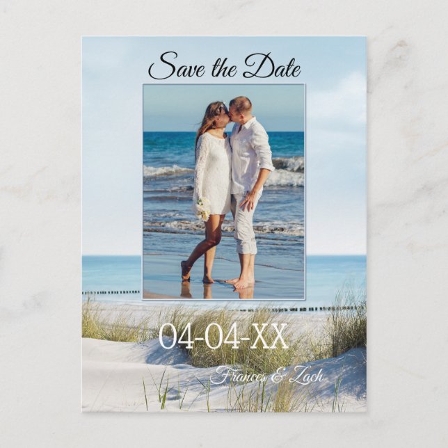 Dunes och Beach Photo Save Date Postcard Meddelande Vykort (Framsida)