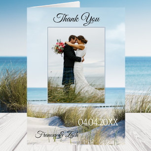 Dunes och Beach Wedding Photo Tackkort Card OBS Kort