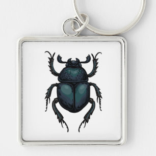Dung beetle fyrkantig silverfärgad nyckelring