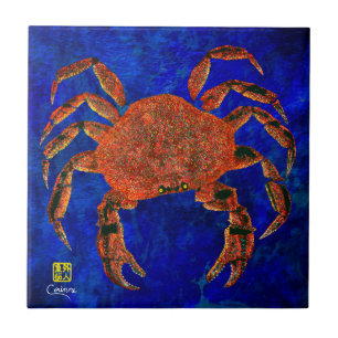 Dungeness Crab L - Litet keramiskt Tile Kakelplatta