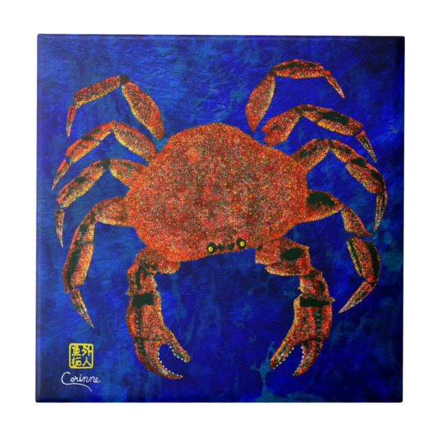 Dungeness Crab L - Small Ceramic Tile Kakelplatta (Framsidan)