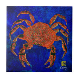 Dungeness Crab R - Small Ceramic Tile Kakelplatta