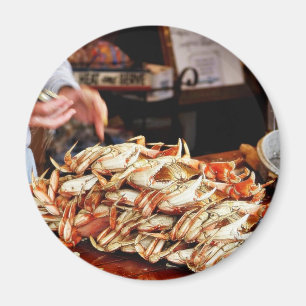 Dungeness krabba på den Fishermans hamnplatsen i Magnet