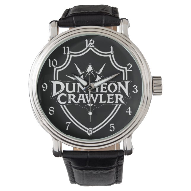 Dungeon Crawler Svart Och Vitt Armbandsur (Framsida)