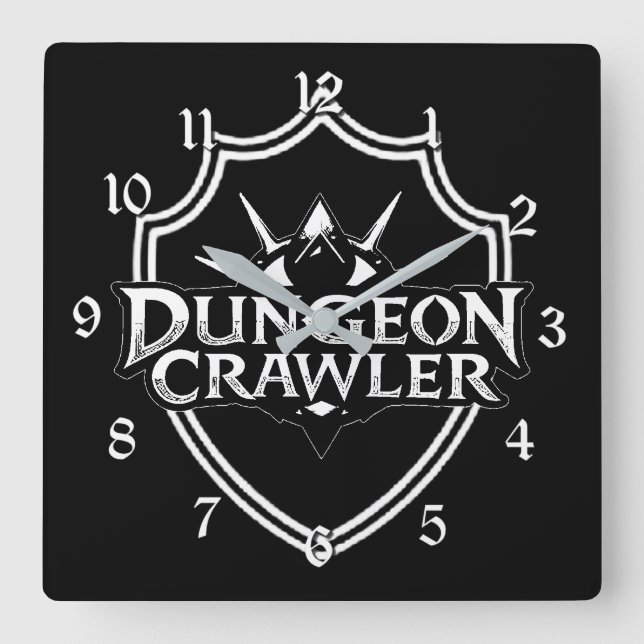 Dungeon Crawler Svart Och Vitt Fyrkantig Klocka (Framsida)