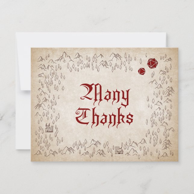 Dungeon Karta RPG Gamer Bröllop Tack Kort (Framsida)