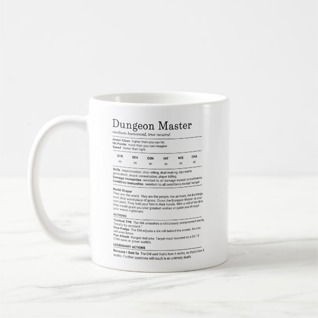 Dungeon Master Stat Block Kaffemugg (Vänster)