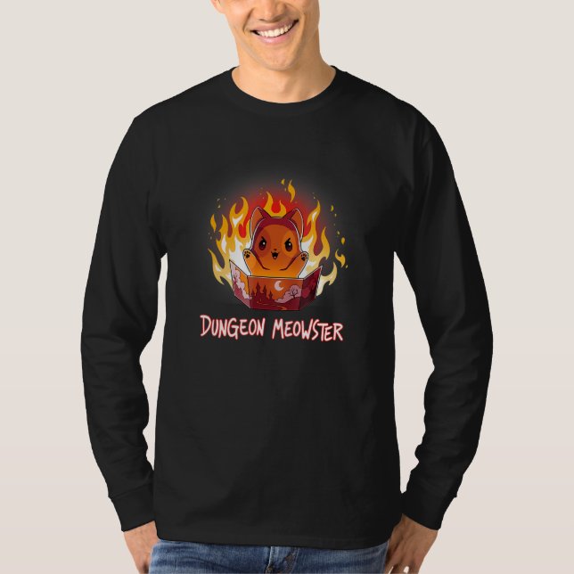 Dungeon Meowster Cat DM Role Player RPG Tabletop T Shirt (Framsida)