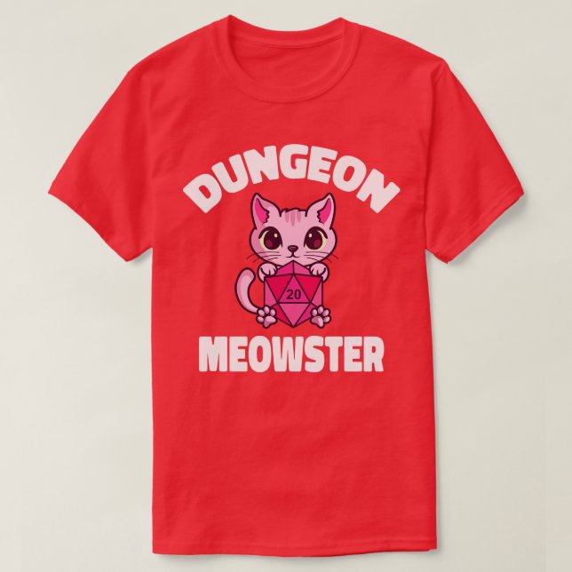 Dungeon Meowster Cat Tabletop Polyhedral T Shirt (Design framsida)