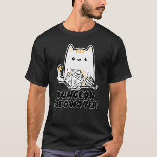 Dungeon Meowster Cute Cat D20 Dice BoardGame Nerd T Shirt