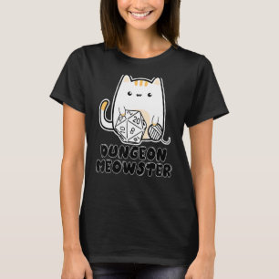 Dungeon Meowster Cute Cat D20 Dice BoardGame Nerd T Shirt