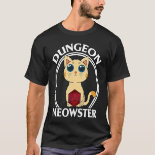 Dungeon Meowster D20 Tärningar Penna & Papper Roll T Shirt