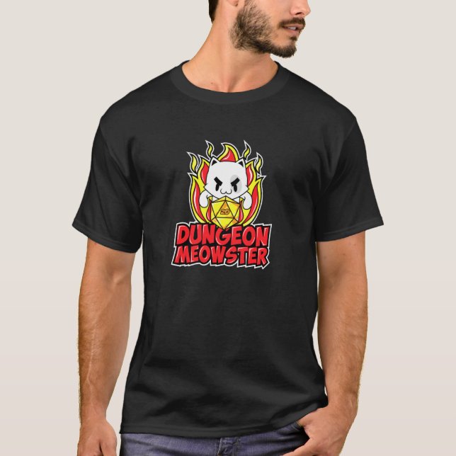 Dungeon Meowster Fantasy Rpg Dm Cat Board Game T Shirt (Framsida)