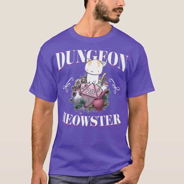 Dungeon Meowster Funny DnD Gamer Cat Lover D20 T Shirt (Framsida)