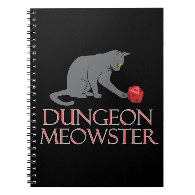 Dungeon Meowster Funny RPG Cat with Dice Anteckningsbok (Framsidan)