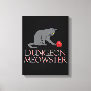 Dungeon Meowster Funny RPG Cat with Dice Canvastryck