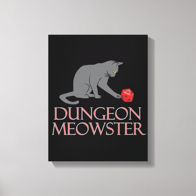 Dungeon Meowster Funny RPG Cat with Dice Canvastryck (Framsida)