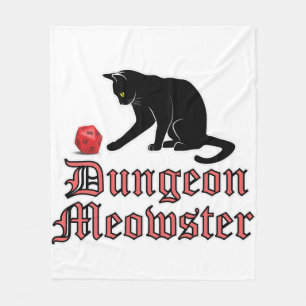 Dungeon Meowster Funny RPG Cat with Dice Fleecefilt