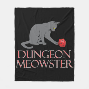 Dungeon Meowster Funny RPG Cat with Dice Fleecefilt
